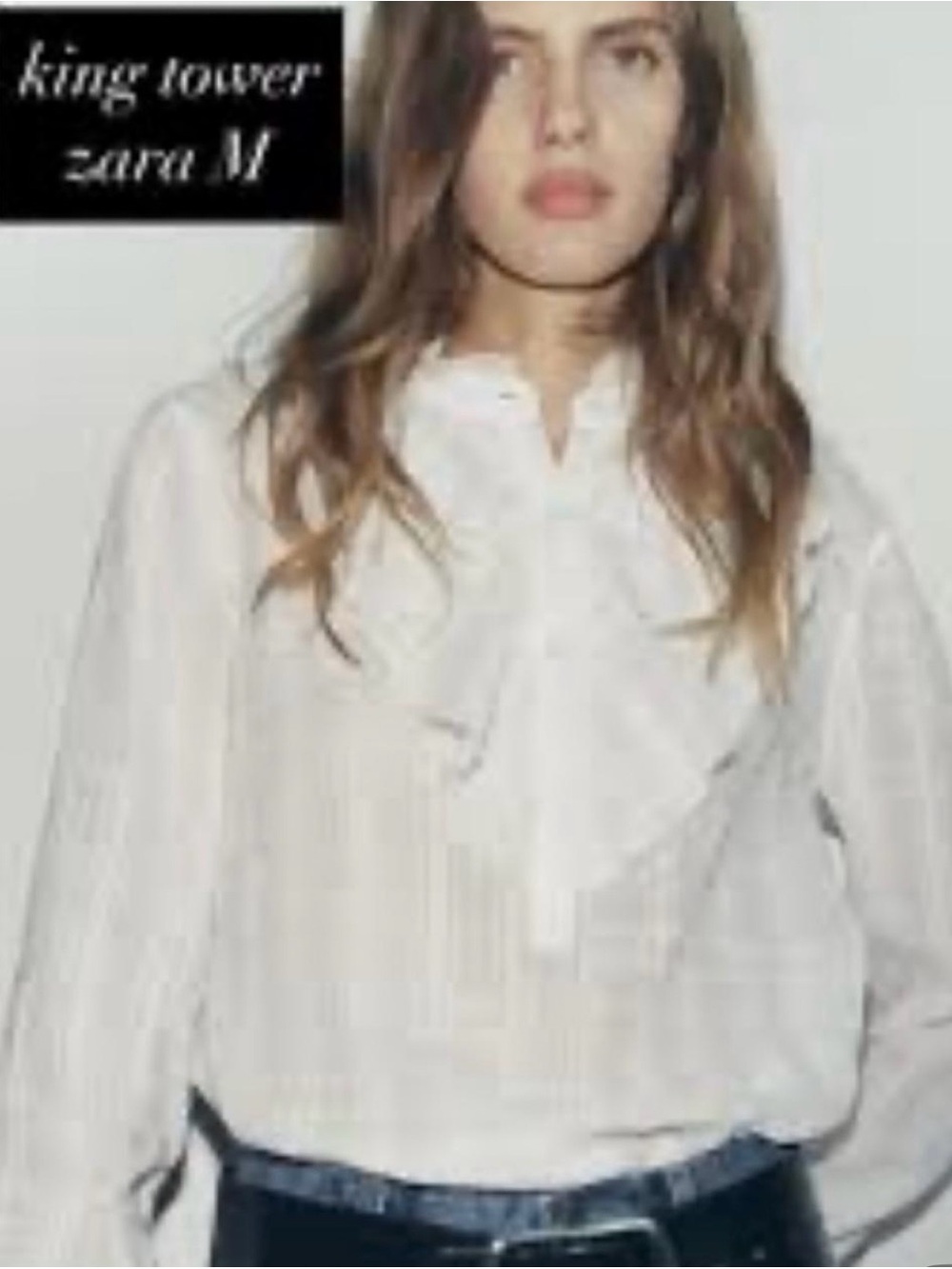 ZARA White Ruffle-Front Blouse - Women Tops